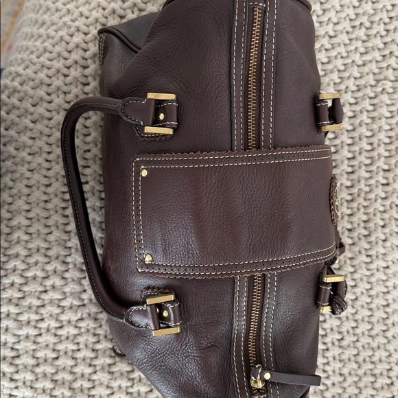 J.Crew Brown Leather Satchel Tassel Handbag Top Handle EUC - Picture 3 of 8